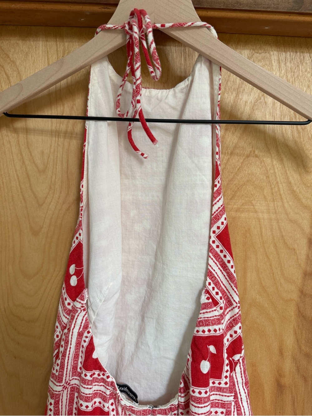 Small Abercrombie & Fitch Red + White Cherry Print Halter Mini Dress - Picture 6 of 15